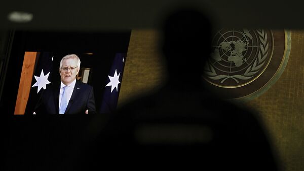 Thủ tướng Úc Scott Morrison phát biểu tại phiên họp thứ 76 của Đại hội đồng Liên hợp quốc - Sputnik Việt Nam
