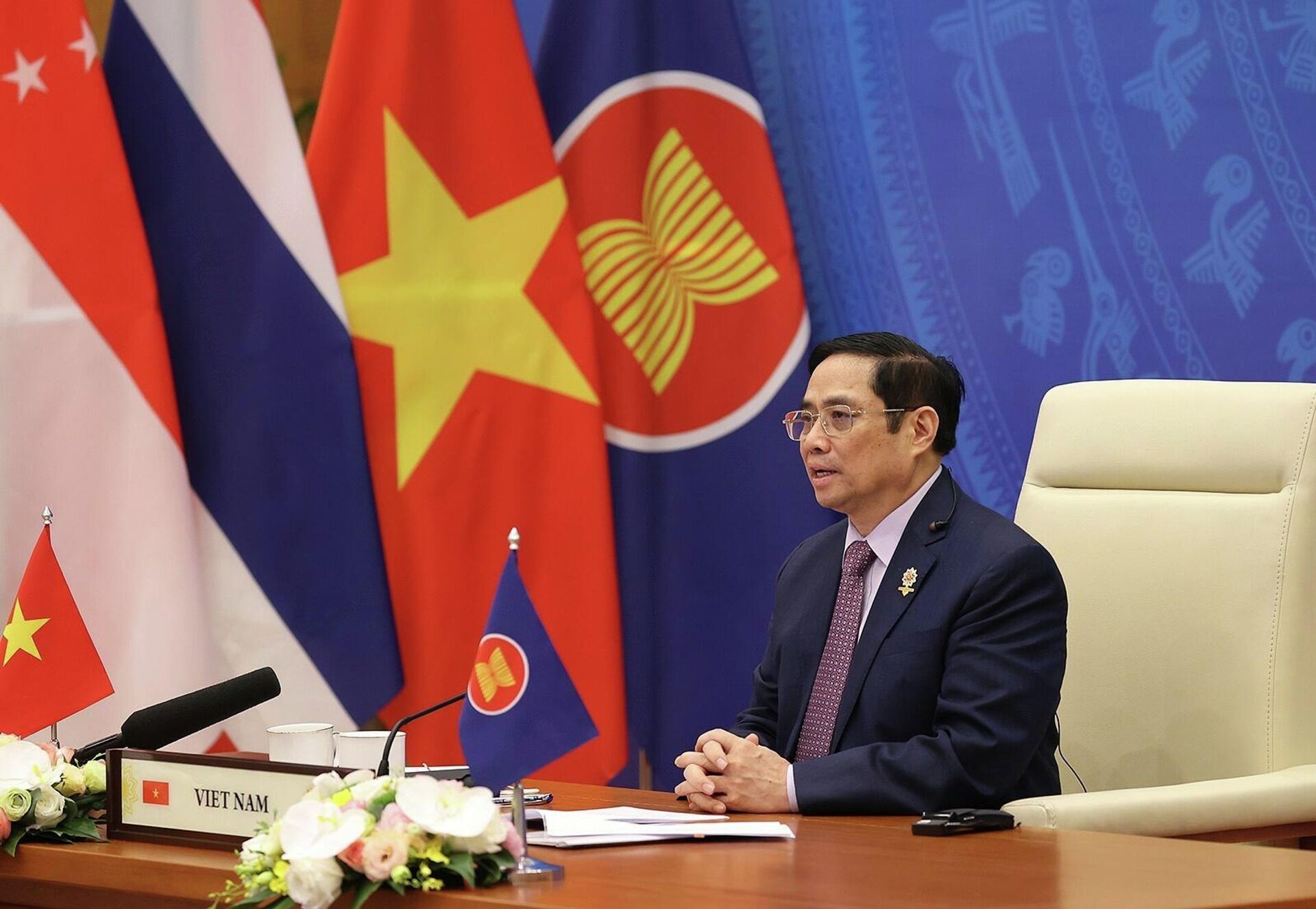 Thủ tướng Phạm Minh Chính phát biểu tại Hội nghị cấp cao ASEAN-Ấn Độ lần thứ 18
 - Sputnik Việt Nam, 1920, 29.10.2021