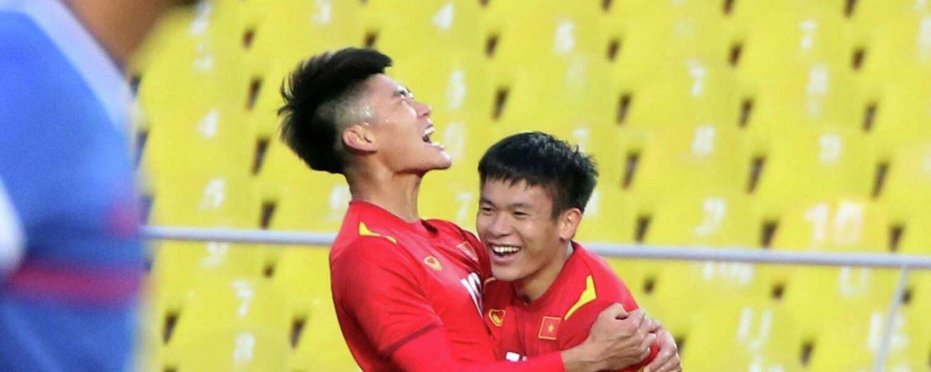 Các cầu thủ U23 Việt Nam ăn mừng bàn thắng mở tỉ số trận đấu - Sputnik Việt Nam, 1920, 02.11.2021