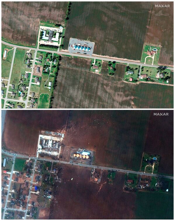 Hình ảnh viện dưỡng lão trước và sau khi cơn lốc xoáy đi qua địa phận bang Arkansas của Mỹ - Sputnik Việt Nam