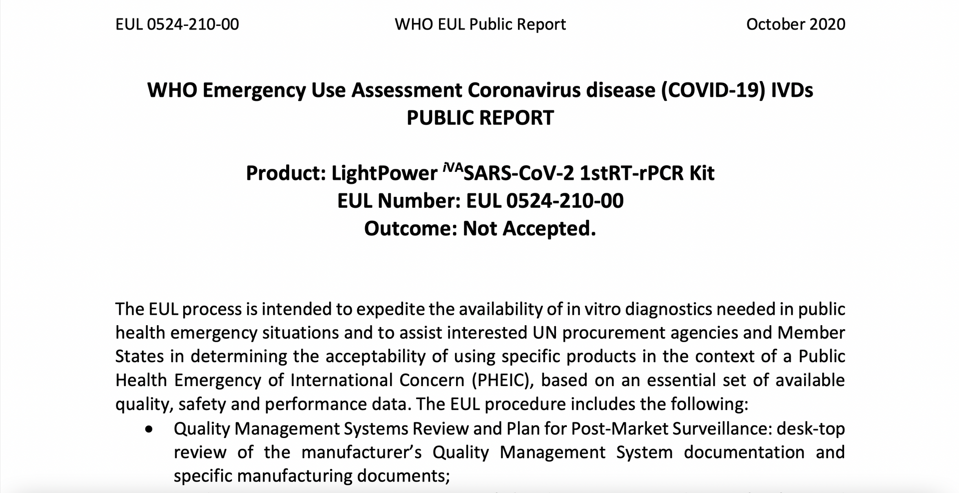 Kết quả thẩm định của Tổ chức Y tế Thế giới với bộ xét nghiệm Covid-19 của Việt Á là “Not Accepted”  - Sputnik Việt Nam, 1920, 20.12.2021