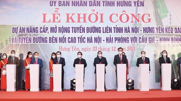 Thủ tướng Phạm Minh Chính dự Lễ khởi công các dự án giao thông trọng điểm tại Hưng Yên - Sputnik Việt Nam