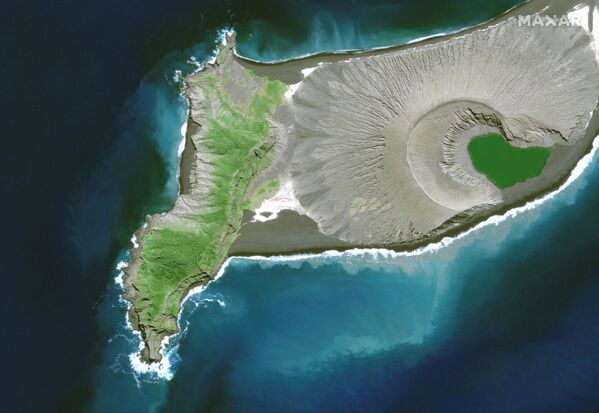 Hình ảnh chụp từ vệ tinh núi lửa Hunga Tonga-Hunga Ha&#x27;apai trước khi phun trào - Sputnik Việt Nam
