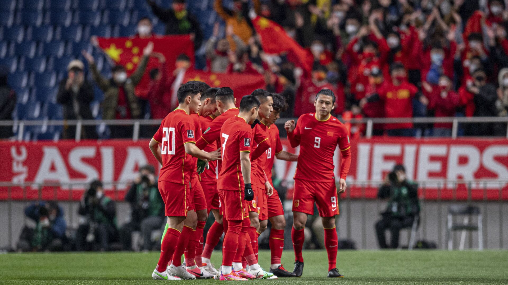 Các cầu thủ Trung Quốc trong vòng loại FIFA World Cup Qatar 2022 tại Nhật Bản - Sputnik Việt Nam, 1920, 30.01.2022