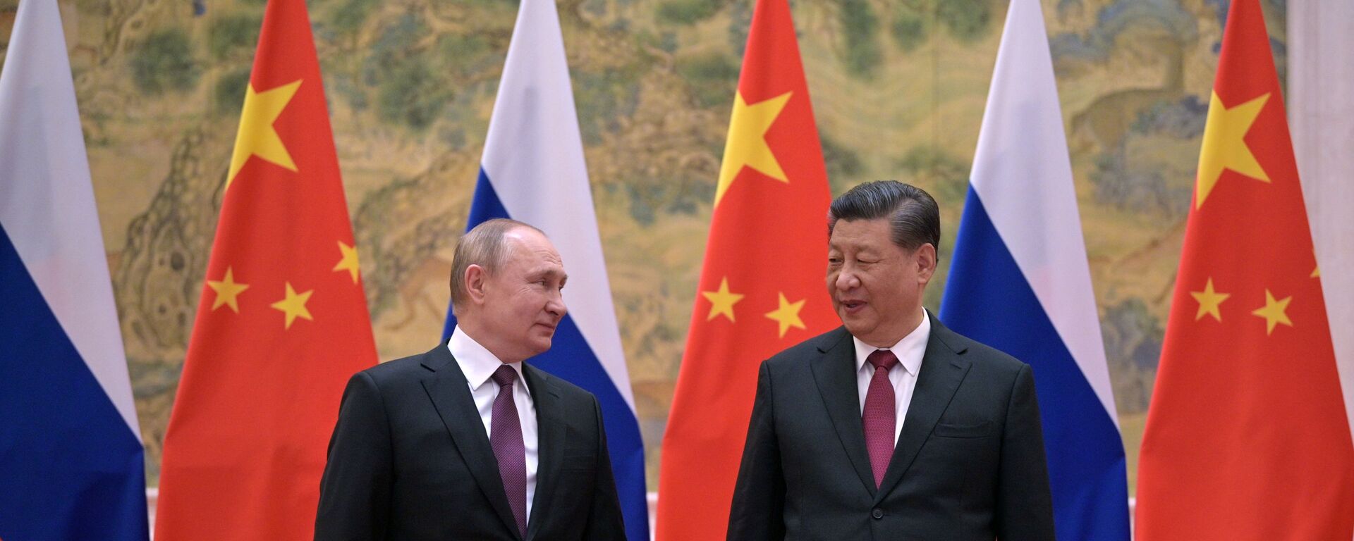 Tổng thống Nga Vladimir Putin và Chủ tịch Trung Quốc Tập Cận Bình trong cuộc gặp tại nhà khác quốc gia Diaoyutai ở Bắc Kinh - Sputnik Việt Nam, 1920, 03.01.2023