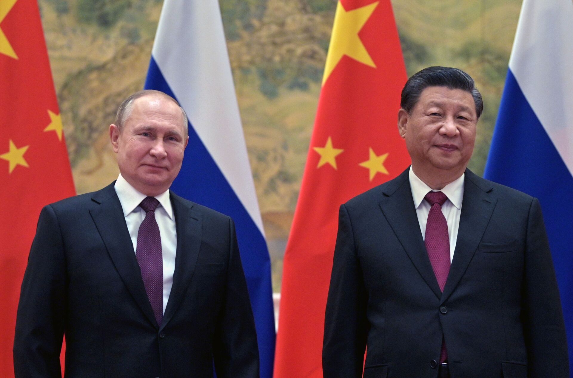 Tổng thống Nga Vladimir Putin và Chủ tịch Trung Quốc Tập Cận Bình trong cuộc gặp tại nhà khác quốc gia Diaoyutai ở Bắc Kinh - Sputnik Việt Nam, 1920, 06.02.2022