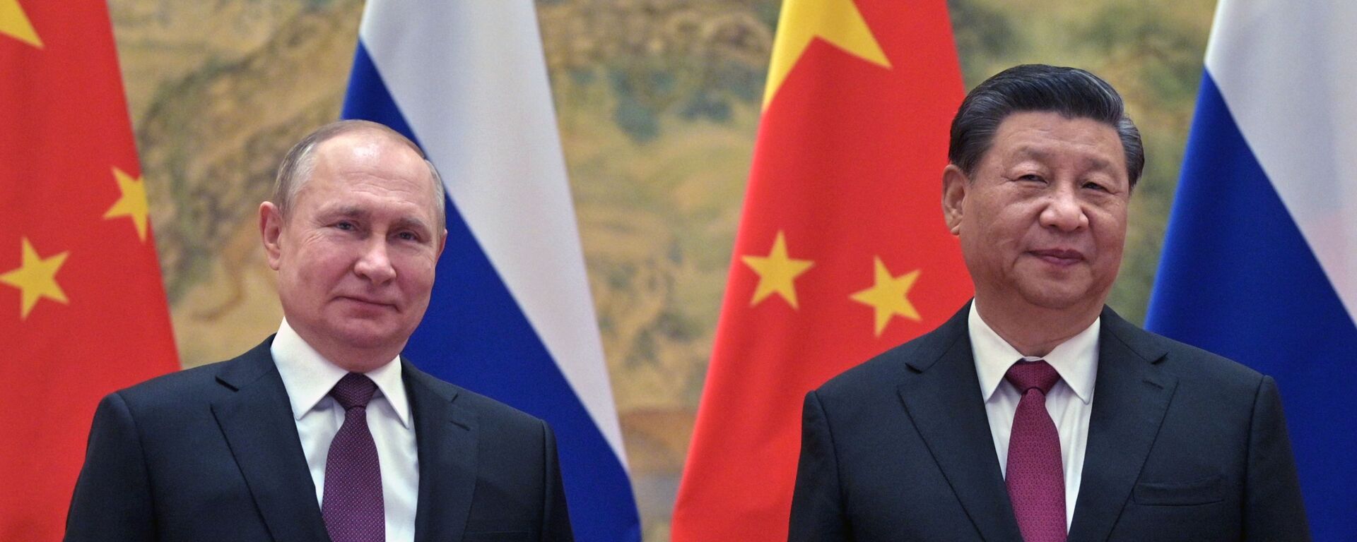 Tổng thống Nga Vladimir Putin và Chủ tịch Trung Quốc Tập Cận Bình trong cuộc gặp tại nhà khác quốc gia Diaoyutai ở Bắc Kinh - Sputnik Việt Nam, 1920, 04.02.2022