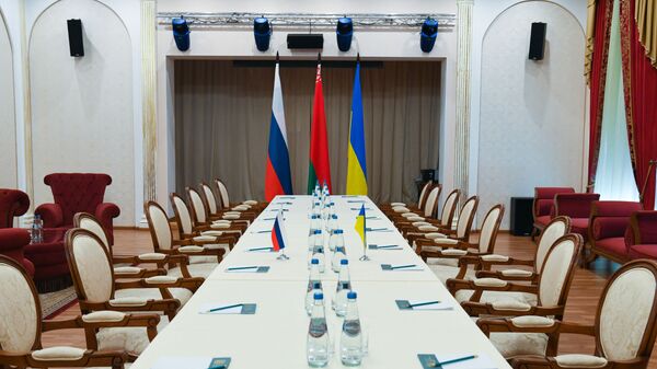 Hội trường nơi diễn ra cuộc hội đàm giữa Nga và Ukraina - Sputnik Việt Nam