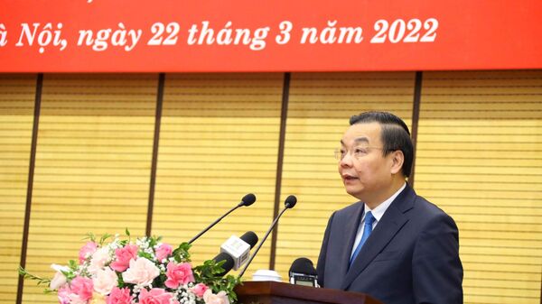 Chủ tịch UBND thành phố Hà Nội Chu Ngọc Anh, Trưởng Ban Chỉ đạo phòng, chống dịch COVID-19 của thành phố phát biểu - Sputnik Việt Nam