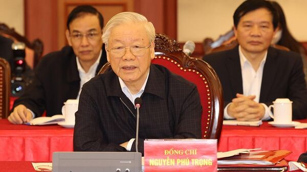 Tổng Bí thư Nguyễn Phú Trọng phát biểu kết luận buổi họp - Sputnik Việt Nam