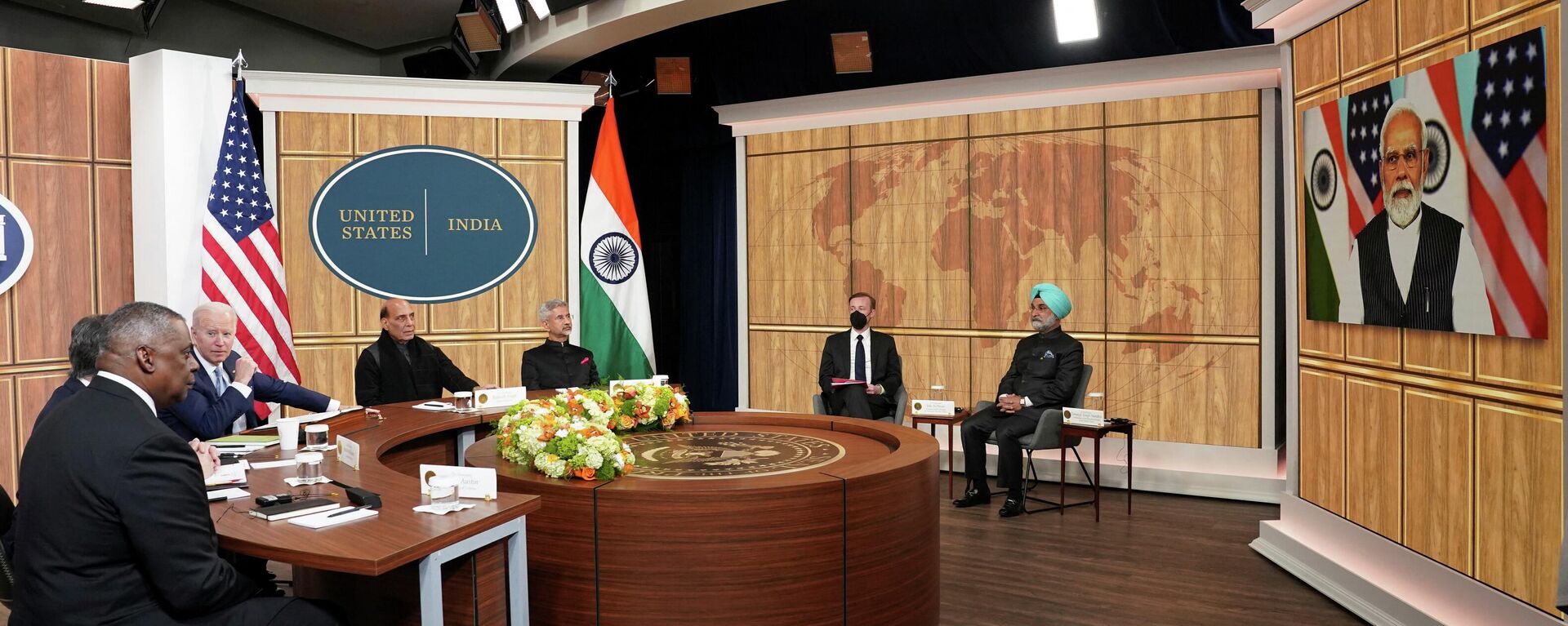 Tổng thống Hoa Kỳ Joe Biden tiến hành cuộc họp trực tuyến qua video với Thủ tướng Ấn Độ Narendra Modi - Sputnik Việt Nam, 1920, 12.04.2022