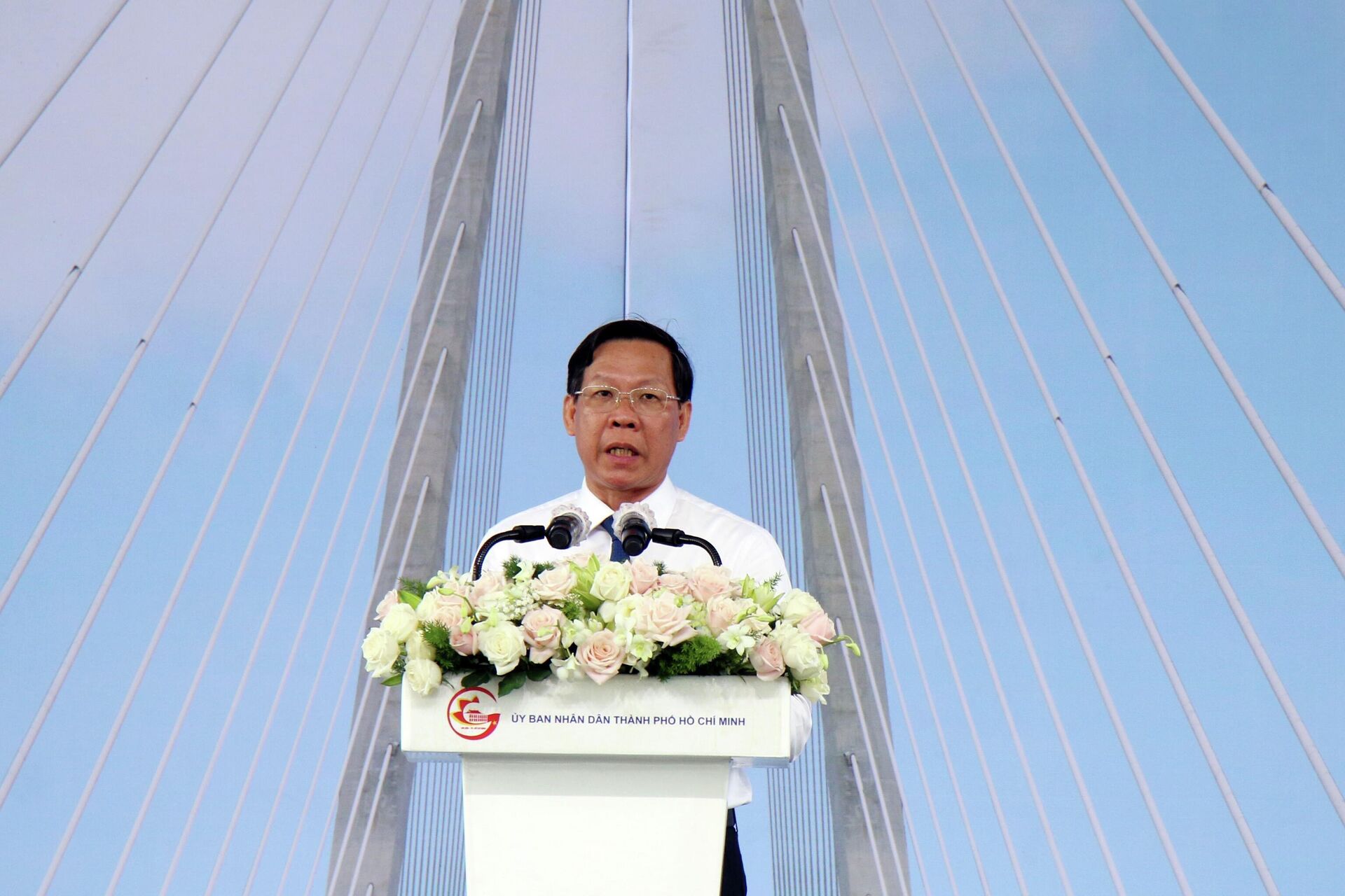 Chủ tịch UBND Thành phố Hồ Chí Minh Phan Văn Mãi phát biểu tại Lễ khánh thành cầu Thủ Thiêm 2 - Sputnik Việt Nam, 1920, 28.04.2022