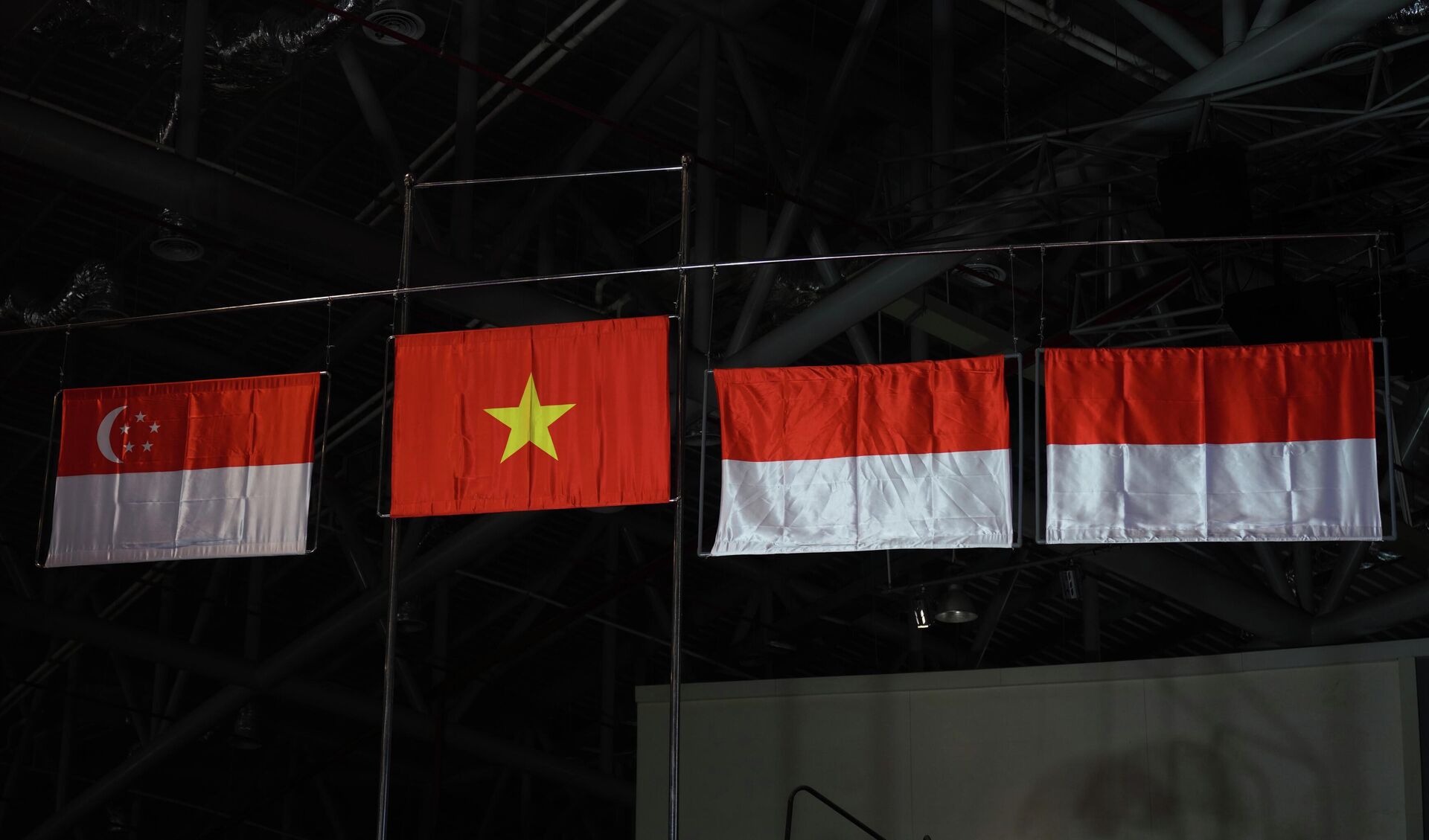 Quốc kỳ Việt Nam, Singapore và Indonesia tại lễ trao huy chương cho các vận động viên cờ vua ngày 17/5 - Sputnik Việt Nam, 1920, 24.05.2022