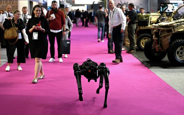 Robot vũ khí đa năng của công ty Mỹ Darley Defense tại triển lãm quốc tế về an ninh và quốc phòng Eurosatory ở Villepinte, Pháp. - Sputnik Việt Nam