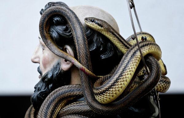 Tượng thánh Dominic với con rắn sống ở Ý. - Sputnik Việt Nam