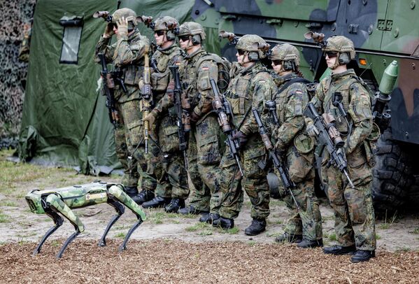 Chó robot &quot;Wolfgang&quot; của quân đội Đức trong buổi trình diễn trước các quân nhân Đức. - Sputnik Việt Nam