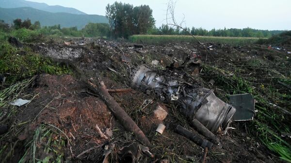 Những mảnh vỡ của chiếc máy bay vận tải quân sự An-12 của Ukraina bị rơi ở miền bắc Hy Lạp - Sputnik Việt Nam