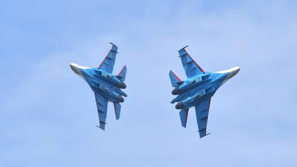 Máy bay Su-30SM. Các sự kiện lễ hội kỷ niệm 110 năm Ngày thành lập Lực lượng Không quân Nga - Sputnik Việt Nam