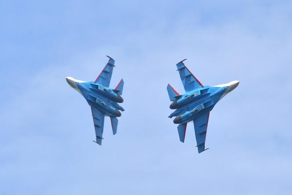 Máy bay Su-30SM. Các sự kiện lễ hội kỷ niệm 110 năm Ngày thành lập Lực lượng Không quân Nga - Sputnik Việt Nam