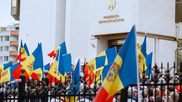 Những người biểu tình trước tòa nhà hành chính của Tổng thống Moldova ở Chisinau yêu cầu thả Marina Tauber, một cấp phó của Đảng Shor, và chấm dứt áp lực lên phe đối lập - Sputnik Việt Nam