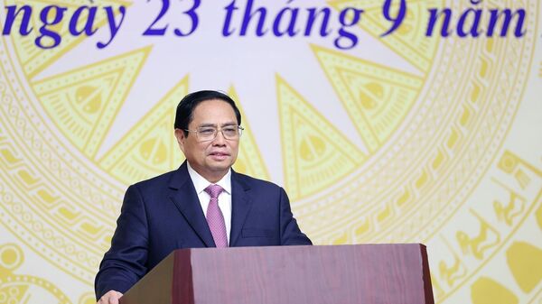 Thủ tướng Phạm Minh Chính chủ trì Hội nghị phát triển thị trường khoa học và công nghệ. - Sputnik Việt Nam