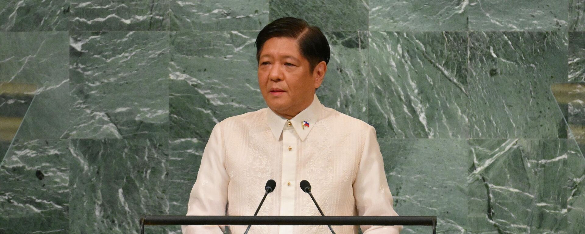 Tổng thống Philippines Ferdinand Bongbong Marcos phát biểu tại phiên họp thứ 77 của Đại hội đồng LHQ ở New York - Sputnik Việt Nam, 1920, 24.09.2022