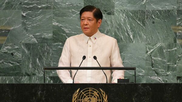 Tổng thống Philippines Ferdinand Bongbong Marcos phát biểu tại phiên họp thứ 77 của Đại hội đồng LHQ ở New York - Sputnik Việt Nam