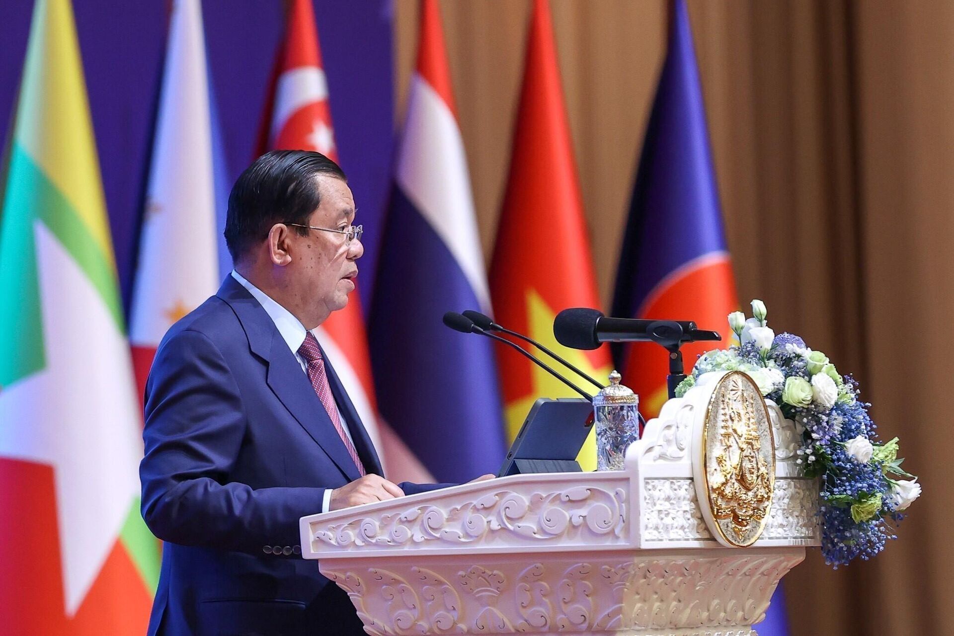 Thủ tướng Campuchia, Chủ tịch ASEAN 2022 Samdech Techo Hun Sen phát biểu khai mạc hội nghị - Sputnik Việt Nam, 1920, 11.11.2022