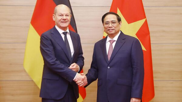 Thủ tướng Chính phủ Phạm Minh Chính và Thủ tướng Đức Olaf Scholz đồng chủ trì Hội nghị với doanh nghiệp Việt Nam - Đức - Sputnik Việt Nam