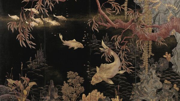Bức Nine carps in the water (Chín con cá chép trong hồ nước) của Phạm Hậu - Sputnik Việt Nam