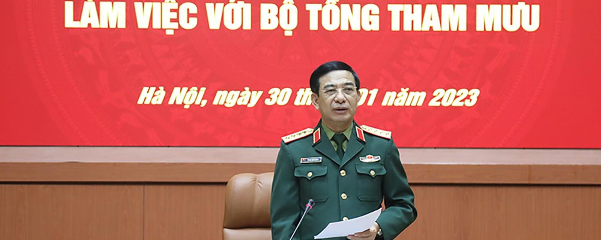 Đại tướng Phan Văn Giang phát biểu chỉ đạo tại buổi làm việc. - Sputnik Việt Nam, 1920, 31.01.2023