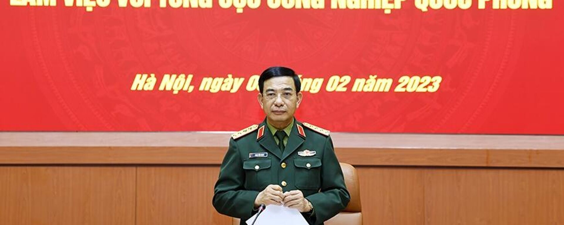 Đại tướng Phan Văn Giang phát biểu chỉ đạo tại buổi làm việc.  - Sputnik Việt Nam, 1920, 03.02.2023