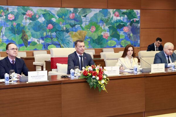 Phó Chủ tịch thứ nhất Hội đồng Liên bang Nga Andrey Vladimirovich Yatskin phát biểu. - Sputnik Việt Nam