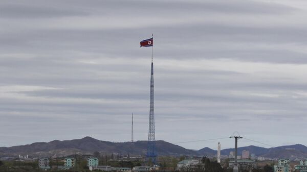 Cờ Bắc Triều Tiên tại khu phi quân sự ở Paju, Hàn Quốc - Sputnik Việt Nam