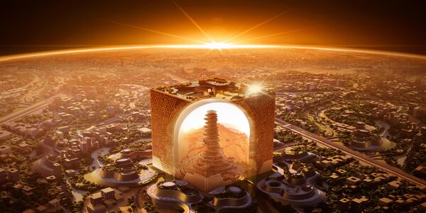 Dự án tòa nhà chọc trời hình khối lập phương khổng lồ Mukaab ở Ả Rập Xê Út. - Sputnik Việt Nam