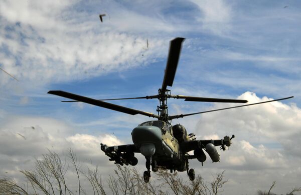 Trực thăng Ka-52 của Lực lượng Vũ trang Nga xuất kích trong khu vực tiến hành chiến dịch quân sự đặc biệt. - Sputnik Việt Nam