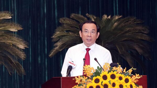  Bí thư Thành ủy Nguyễn Văn Nên phát biểu tại buổi họp mặt - Sputnik Việt Nam