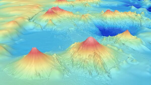 Hình ảnh đo độ sâu của Vòng cung núi lửa Mariana, được xây dựng từ dữ liệu sonar - Sputnik Việt Nam
