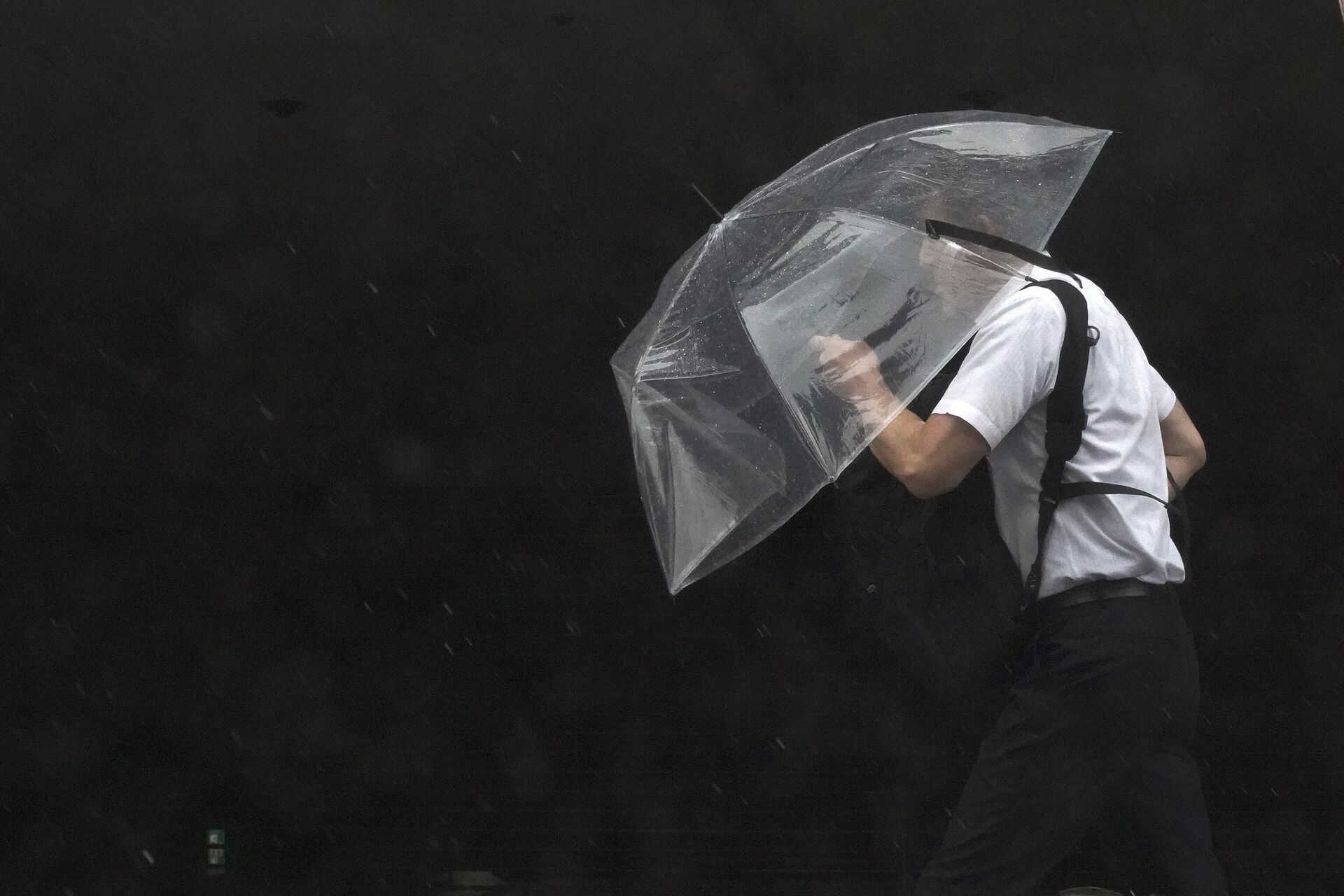Một người qua đường trong cơn mưa lớn ở Tokyo - Sputnik Việt Nam, 1920, 02.06.2023