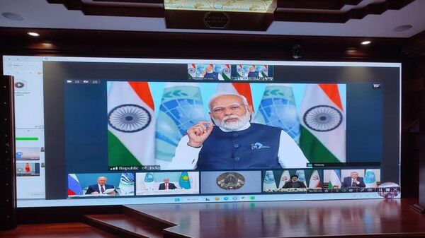 Thủ tướng Ấn Độ Narendra Modi phát biểu trực tuyến tại hội nghị thượng đỉnh SCO - Sputnik Việt Nam