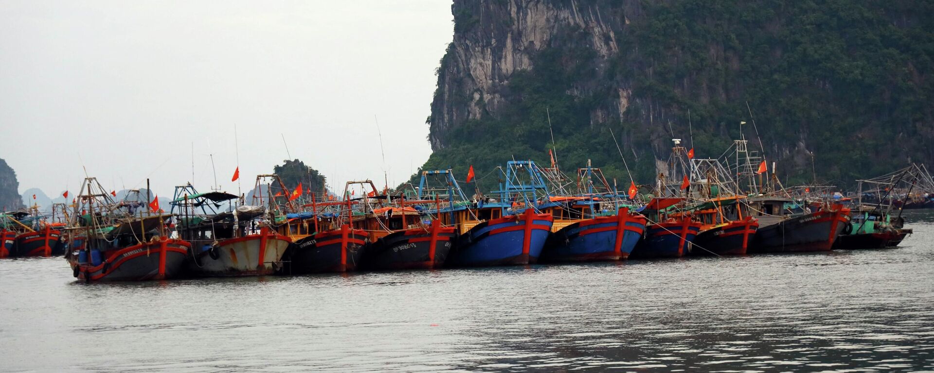 Tàu đánh cá của ngư dân được neo đậu an toàn tại vùng biển Hòn Gai. - Sputnik Việt Nam, 1920, 18.07.2023