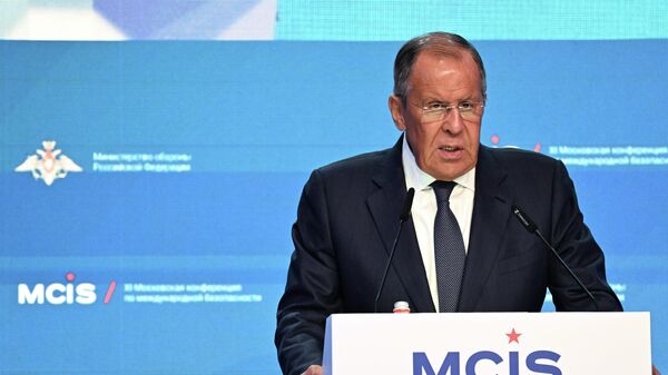 Ngoại trưởng Nga Sergei Lavrov phát biểu tại Hội nghị An ninh quốc tế Matxcova lần thứ XI - Sputnik Việt Nam