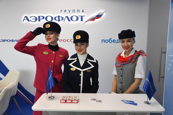 Gian hàng của hãng hàng không Aeroflot tại Diễn đàn Kinh tế phương Đông ở Vladivostok - Sputnik Việt Nam