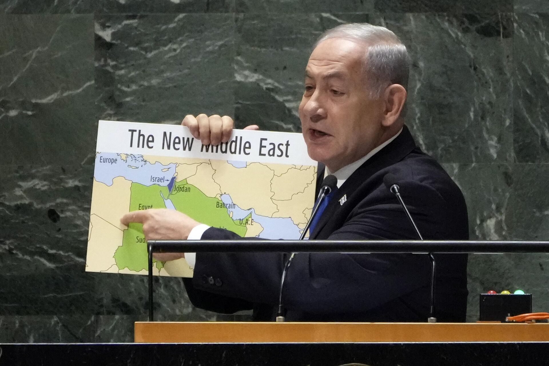 Thủ tướng Israel Benjamin Netanyahu phát biểu tại Đại hội đồng Liên Hợp Quốc lần thứ 78 - Sputnik Việt Nam, 1920, 22.09.2023
