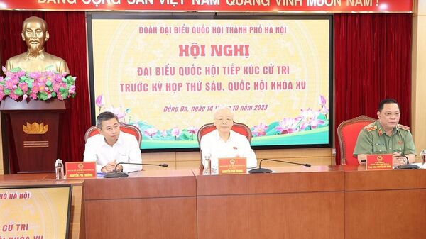  Tổng Bí thư Nguyễn Phú Trọng tiếp xúc cử tri thành phố Hà Nội trước kỳ họp thứ sáu, Quốc hội khoá XV - Sputnik Việt Nam