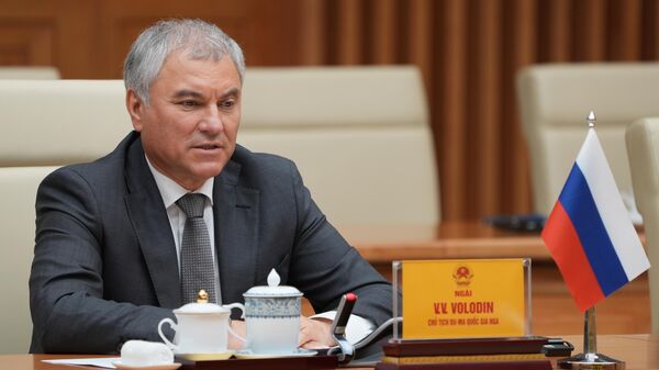 Chủ tịch Duma Quốc gia Quốc hội Liên bang Nga V.V. Volodin đàm phán với Thủ tướng Việt Nam Phạm Minh Chính - Sputnik Việt Nam