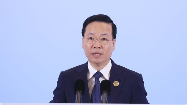 Chủ tịch nước Võ Văn Thưởng phát biểu tại phiên họp cấp cao với chủ đề “Kinh tế số - Động lực mới của tăng trưởng”. - Sputnik Việt Nam