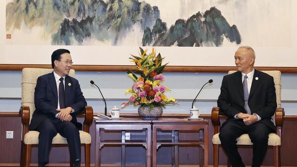 Chủ tịch nước Võ Văn Thưởng gặp Ủy viên Thường vụ Bộ Chính trị Đảng Cộng sản Trung Quốc Thái Kỳ - Sputnik Việt Nam