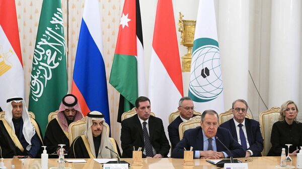 Cuộc hội đàm của Ngoại trưởng Nga với Ngoại trưởng hàng loạt nước thành viên OIC và Liên đoàn các quốc gia Ả Rập - Sputnik Việt Nam