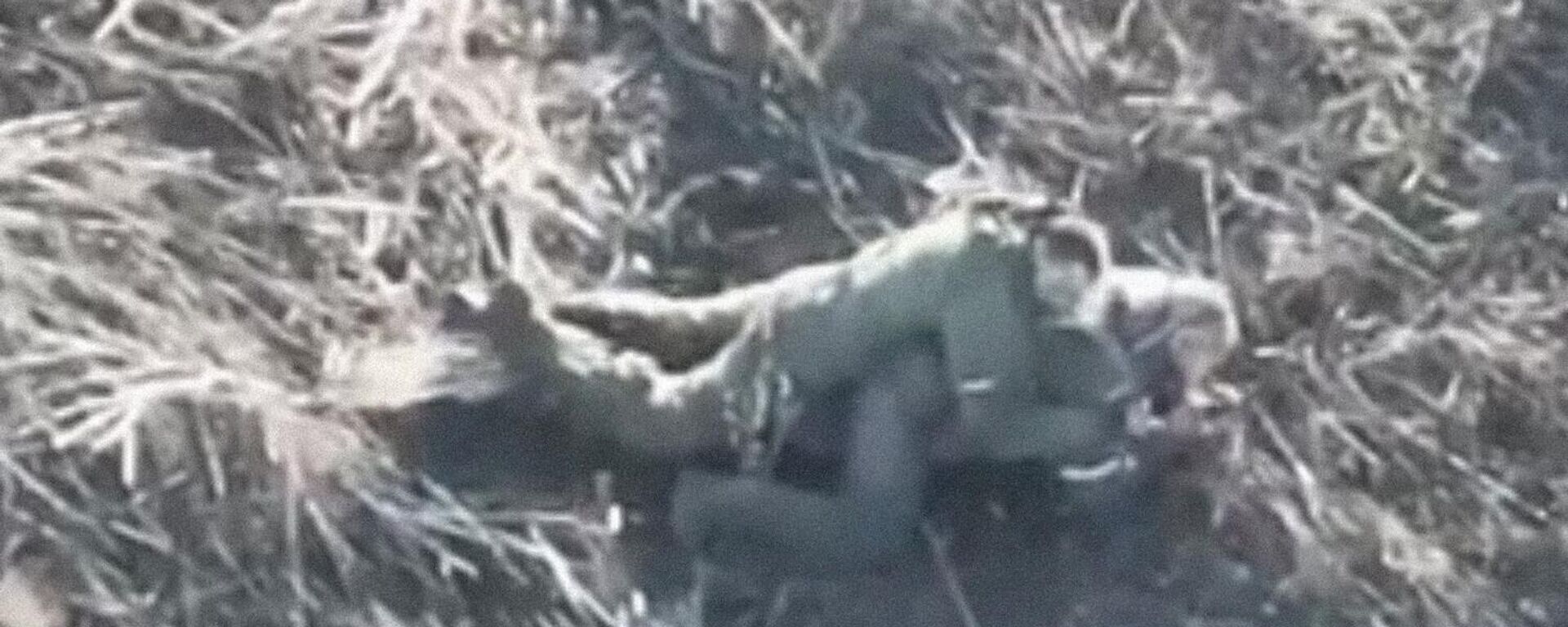 Một binh sĩ Nga cố gắng cứu một đồng đội bị thương khi bị máy bay không người lái Ukraina bắn - Sputnik Việt Nam, 1920, 19.12.2023